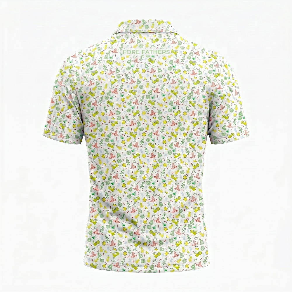 Fore Fathers Mens Margarita Golf Polo Shirt White Performance Stretch Size L - Picture 2 of 9